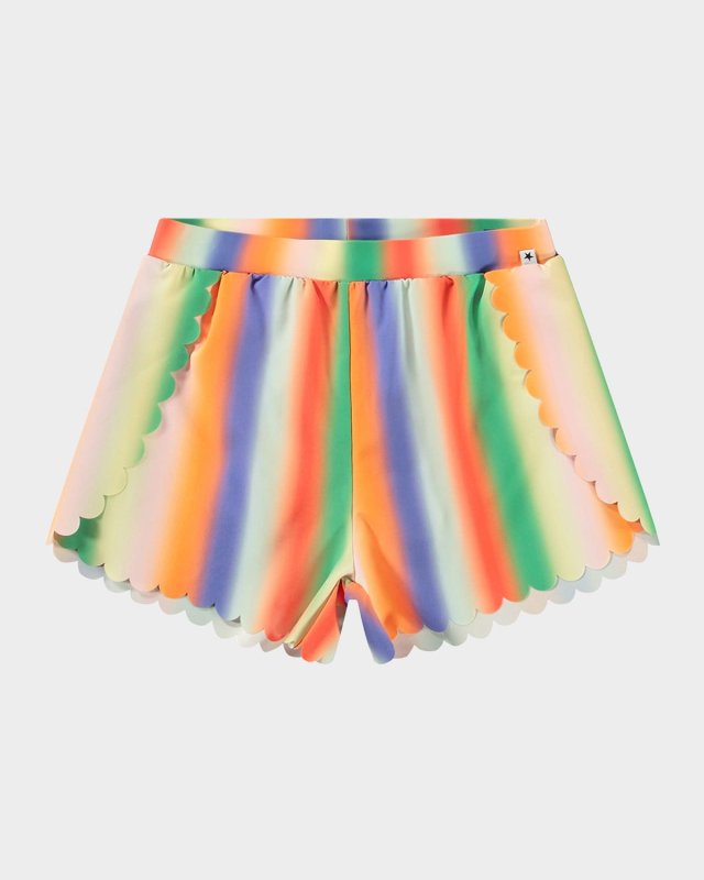 Girl's Neva Rainbow Scalloped Shorts, Size 3